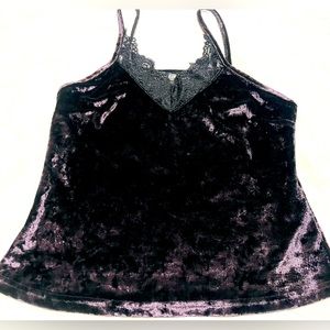 Sexy Crushed Velvet Intimate Top Camisole Black Purple Women’s Small Shirt SHEIN